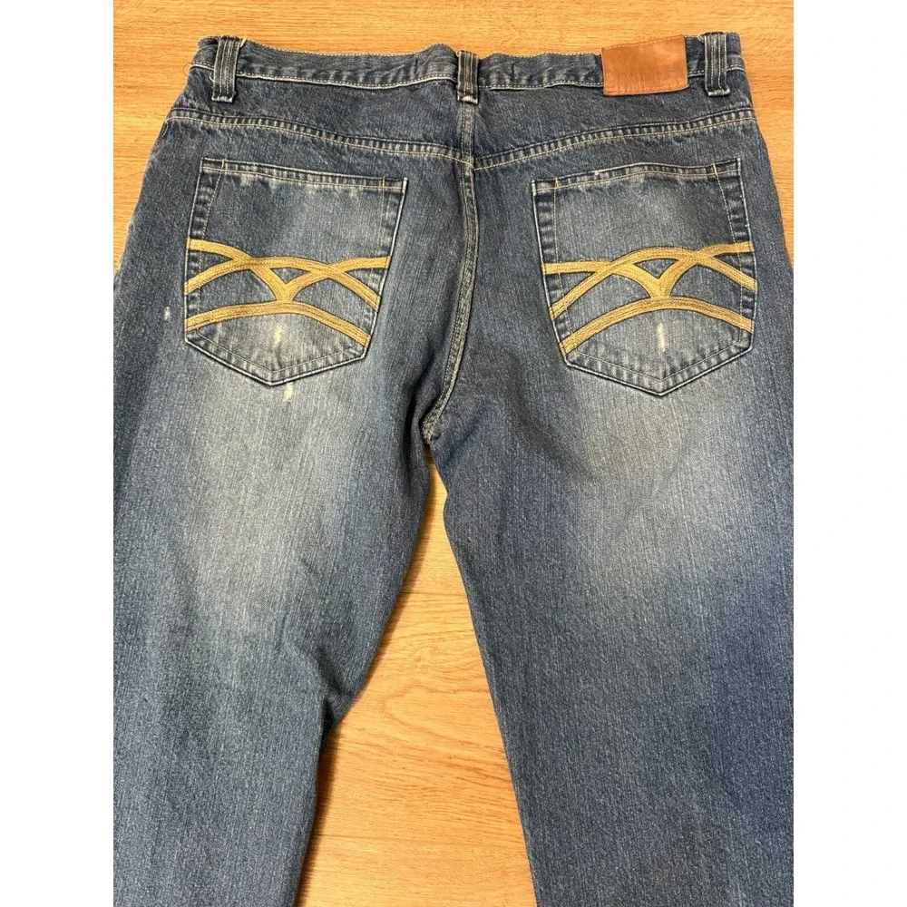 96 NORTH 96N Men's 38 x 30 Distressed Slim Straight Leg Denim Jeans - Picture 4 of 6